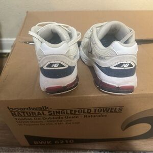 New Balance Kids Cream and Red Sneakers